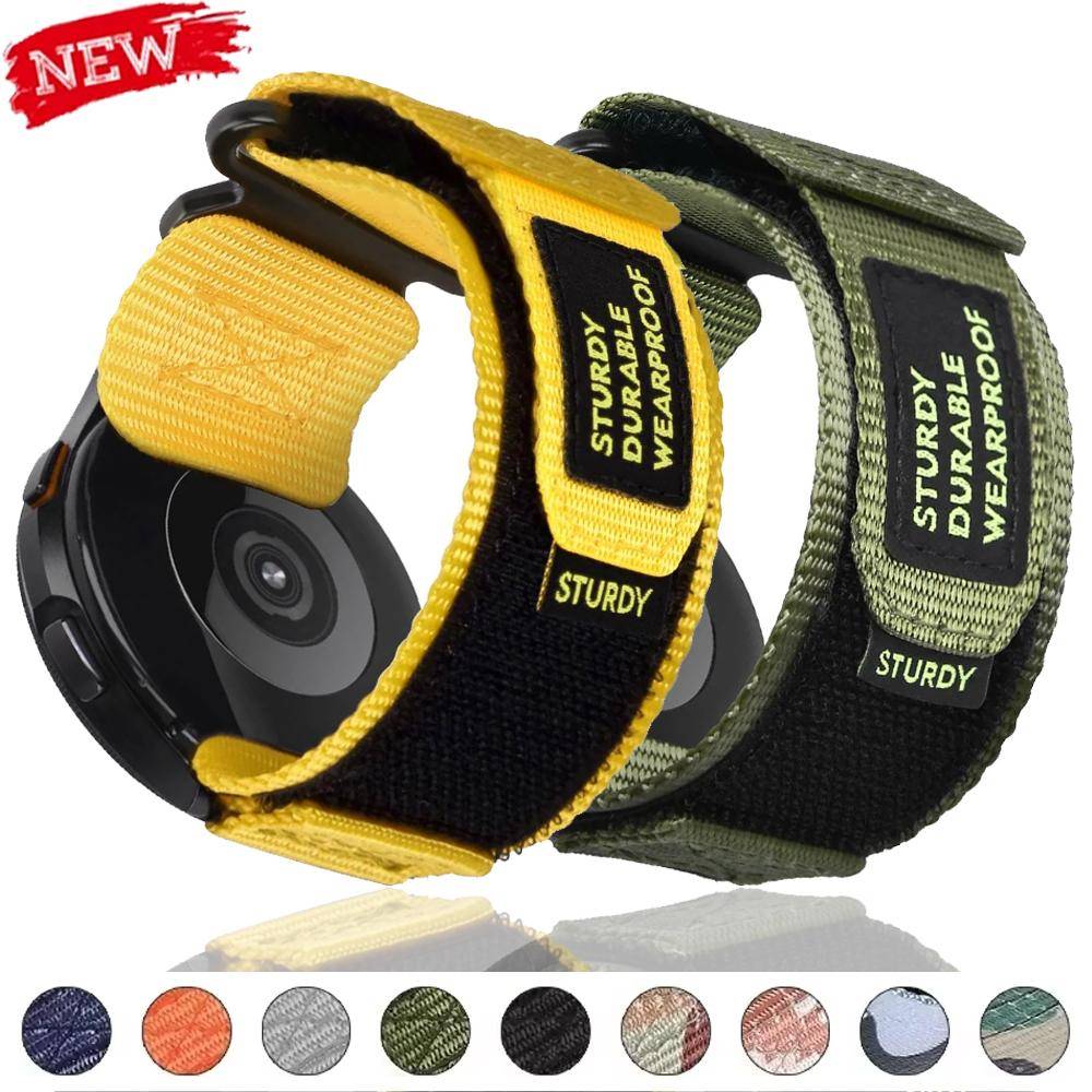 22mm 20mm Kamouflage Nylonrem för Samsung Galaxy Watch 7 6 5 4 40/44mm 6 Classic 43 47mm Band för Huawei Watch GT5 4Pro Band svart