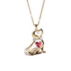 Puppy Amore Ladies Pendant, Womens Dog Pendant, Sterling Silver 18k Gold, Heart Shaped Stone