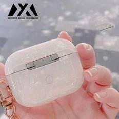 MEIYIXING Trådlösa Hörlurar för Utomhusbruk, Fitness, Träning och Löpning, Gaminghörlurar, Sporthörlurar, Hi-Fi-ljud, Hörlurar med Låg Latens, Inbyggd - Vitt (Skyddsfodral + hörlurar + hängsmycke)