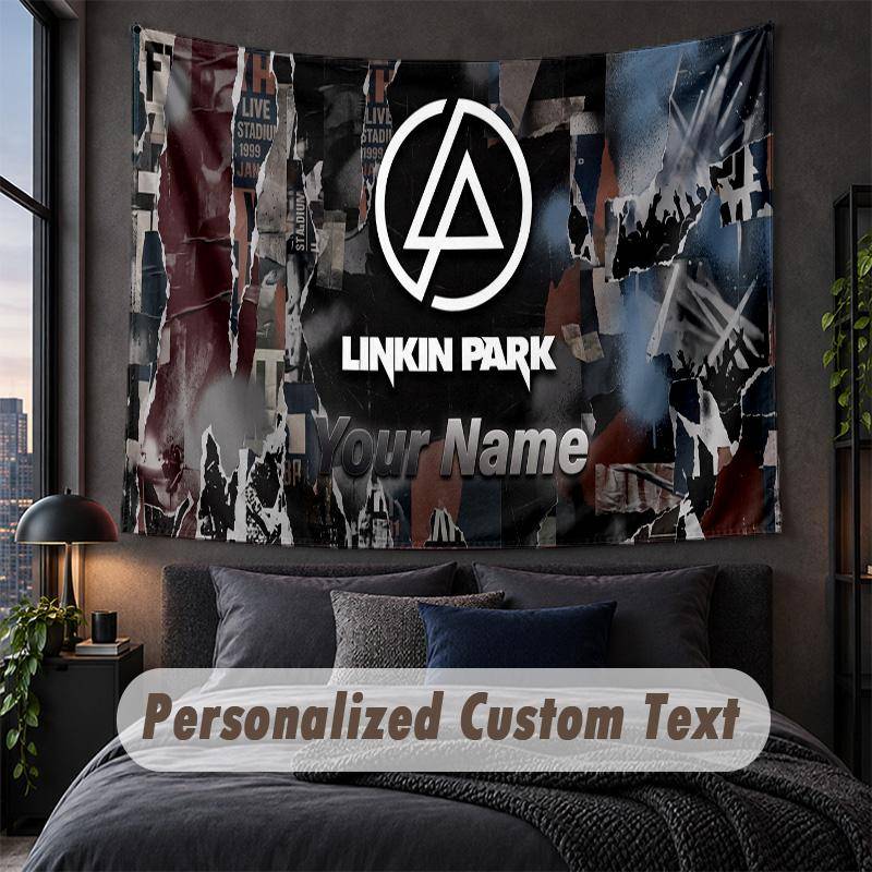 Custom Name Text Tapestry,Linkin Park Decorative Wall Hanging, Background Tapestry For Home Bedroom
