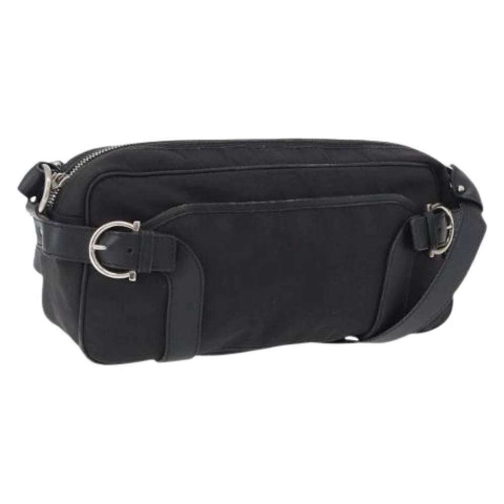 Salvatore Ferragamo Pre-owned Pre-owned Canvas Skuldertaske - Vintage - Dame - Sort - ONE SIZE - Uld