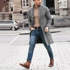 Streetwear herr l&#xE5;nga rockar herr vinter varm &#xF6;verrock ullrock trench tops outwear peacoat long jacka - Xxxl