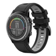 Garmin Fenix 3 HR / Garmin Fenix7X / Fenix 7X Solar / TACTIX 7/ 7 Pro, etc. Silikonarmband, 26mm - Svart, grå