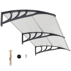 COSTWAY Skärmtak för ytterdörr 199 x 99 cm, baldakin av aluminium och polykarbonat, transparent bågskärm, ytterdörr, tak, dörrtak för entré (silver)