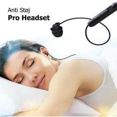 Anti Støj Pro Smart Sleep Headset Ørepropper med 2 lag filter - Sort Anti Støj Headset m sort etui