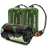 HONYAO® Nödfilt Sovsäck med Visselpipa, Survival Sleeping Bag, Nödsovsäck - Ultra Lätt, Hålla Varm, Vattentät, för Utomhus Camping Vandring - Kamouflage 2 Stycken