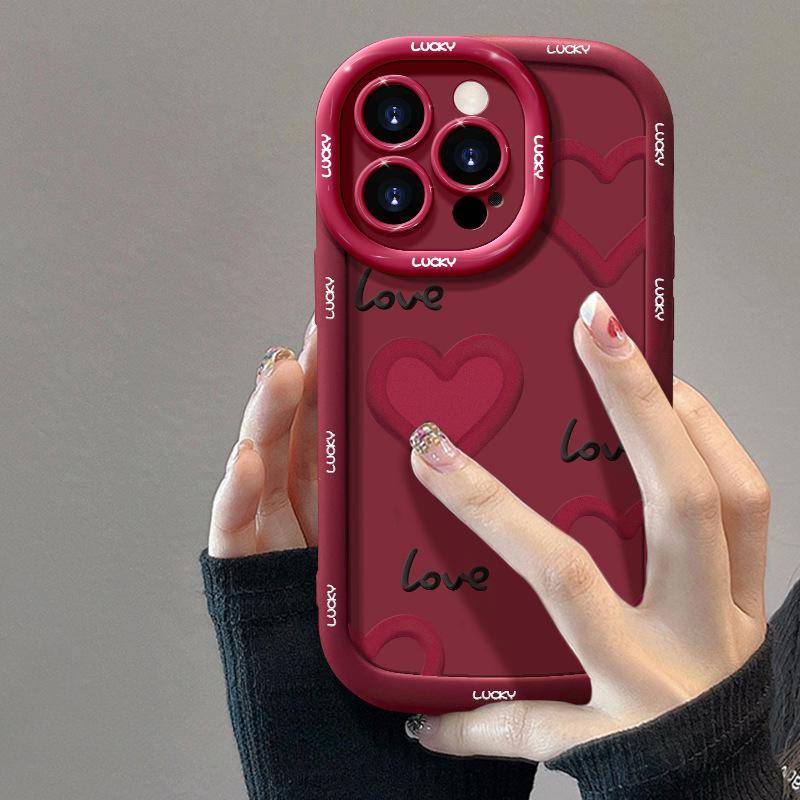 The Red Heart Is Suitable for The Apple 16pro New Year Phone Case. 15 Fully Wrapped Anti-drop 14 Soft Silicone 13/12/11/xr Redmi Note 9 Pro