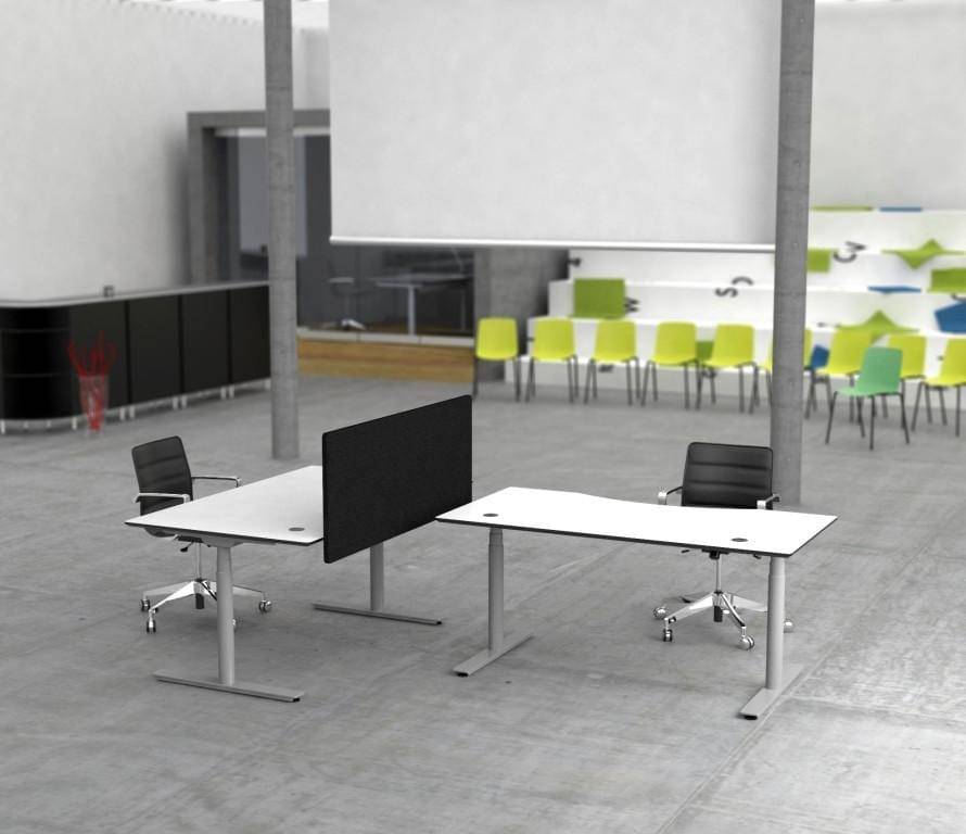 Flow Hæve Sænkebord, MDF med HPL laminat - 180 x 90 cm Mellemgrå Alu 180*80