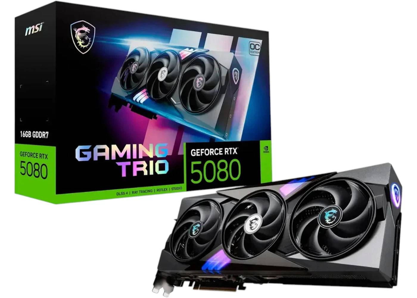 NVIDIA MSI GeForce RTX 5080 GAMING TRIO OC 16GB GDDR7 Graphics Card G5080-16GTC Black - One Size (One Size)
