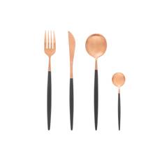 Bestickset 16 delar i roséguld med svarta detaljer
