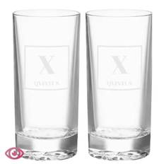 Highballglas från Orrefors serie Carat med namn - 2 pack