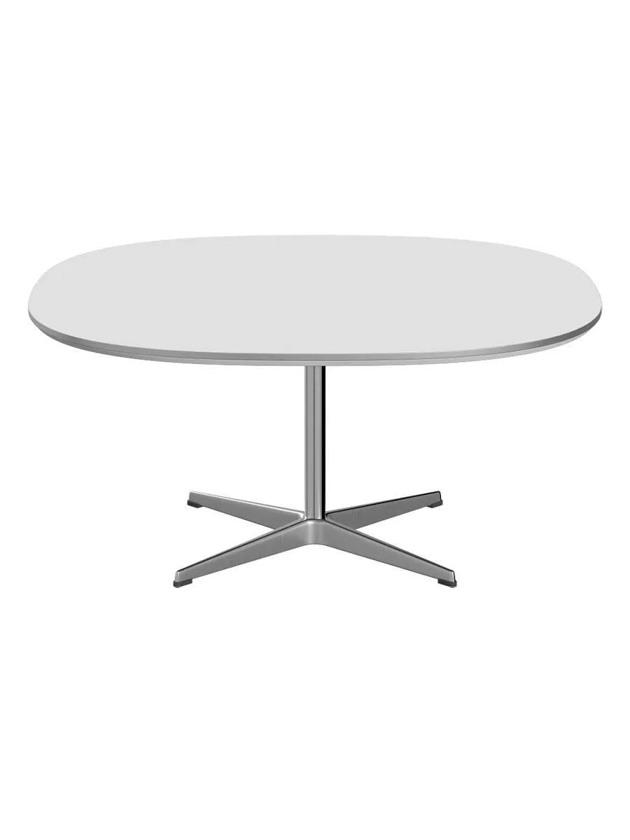 Piet Hein A203 Sofabord, 100 x 100 cm fra Fritz Hansen Hvid laminat m. alukant - Jacobsen Plus