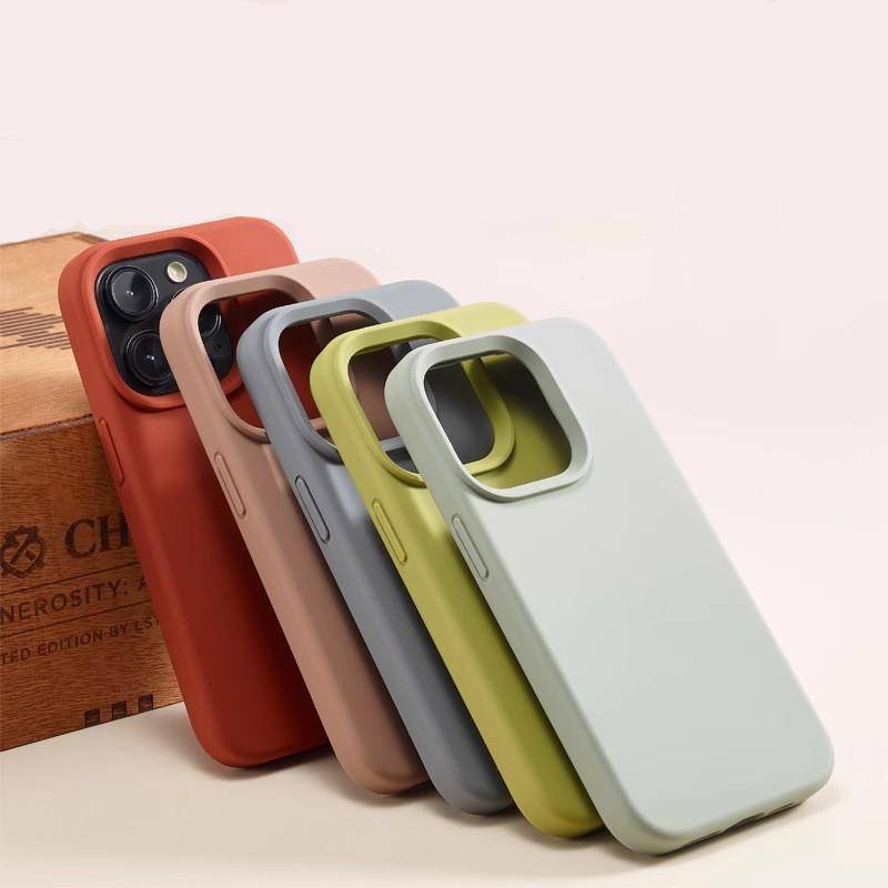 Deluxe Original Flytande Silikon För iPhone 16 Skal Linsväska Apple 15 14 13 12 pro max Stöttåligt Mjukt Skal