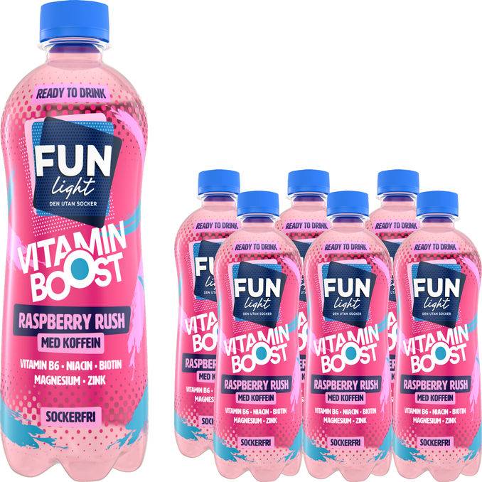 Fun Light Vitamindryck Raspberry Rush 6-pack