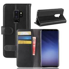 Samsung Galaxy S9 Plus Plånboksfodral i Äkta Läder, Svart