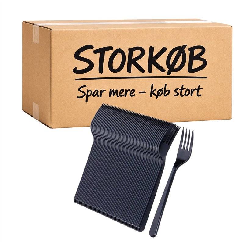2000 stk. Genanvendelige Plastgafler Sorte 185 mm
