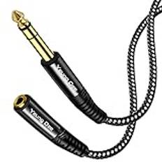 6,35 mm till 3,5 mm hörlurar adapterkabel 3 m, Yeung Qee 1/4 tum hane till 1/8 tum hona stereo ljudförlängningskabel kompatibel med förstärkare, gitarrförstärkare, piano, hemmabioenheter eller blandningskonsol (3 m)