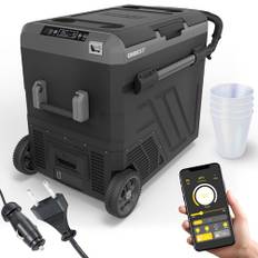 ONBEST XXL Kompressor Kühlbox – Große 60L / 50L / 40L – Elektrische Gefrierbox & Teleskophandgriff – 12V & 230V Stromanschluss – Mobile Kompressorkühlbox mit integriertem Zubehör – Autokühlboxen