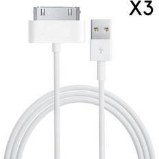 Lot 3 USB Cables [Compatible iPhone 4 - 4S - 3G - 3GS] White Charger 1 Meter [Phonillico®]