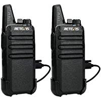 Retevis RT622 Walkie Talkie Mini, Professionella CTCSS/DCS PMR446-Radio, VOX Skannings Monitor, Licensfria, Uppladdningsbara Walkie Talkies med USB-Laddare, för Familjer (Svart, 1 Par)