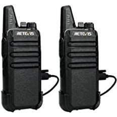 Retevis RT622 Walkie Talkie Mini, Professionella CTCSS/DCS PMR446-Radio, VOX Skannings Monitor, Licensfria, Uppladdningsbara Walkie Talkies med USB-Laddare, för Familjer (Svart, 1 Par)