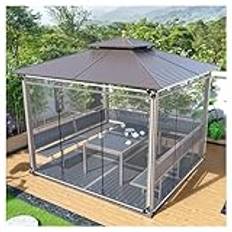 Kraftiga genomskinliga vattentäta pergola-gardiner med dragkedja, utomhus, klar presenning för uteplats, verandor, carportar, PVC-material, med öljetter, 2,1 x 3 m, storlek vattentät och