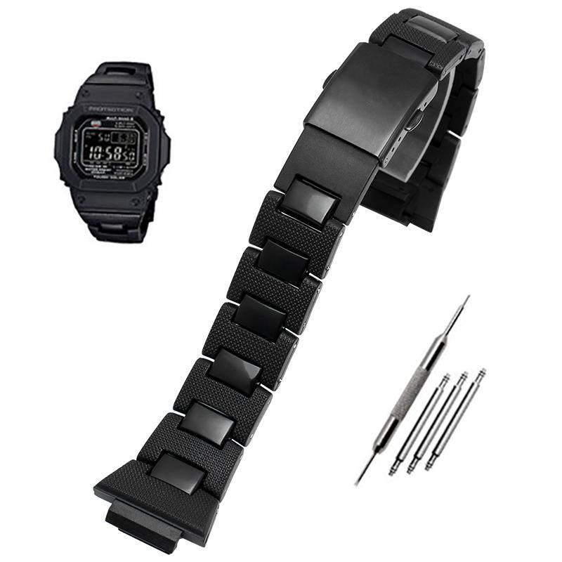 Plaststålsarmband för Casio G-shock DW-6900 DW5600 GW-M5610 GA2100 GA2110 DW-5600 Remband Högkvalitativt Armband 16mm svart