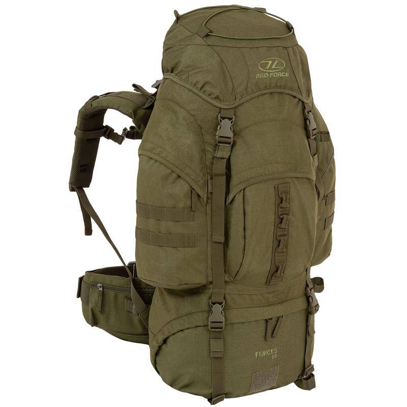 Highlander Outdoor Vandrerygsæk Olive - 66 liter - Forces