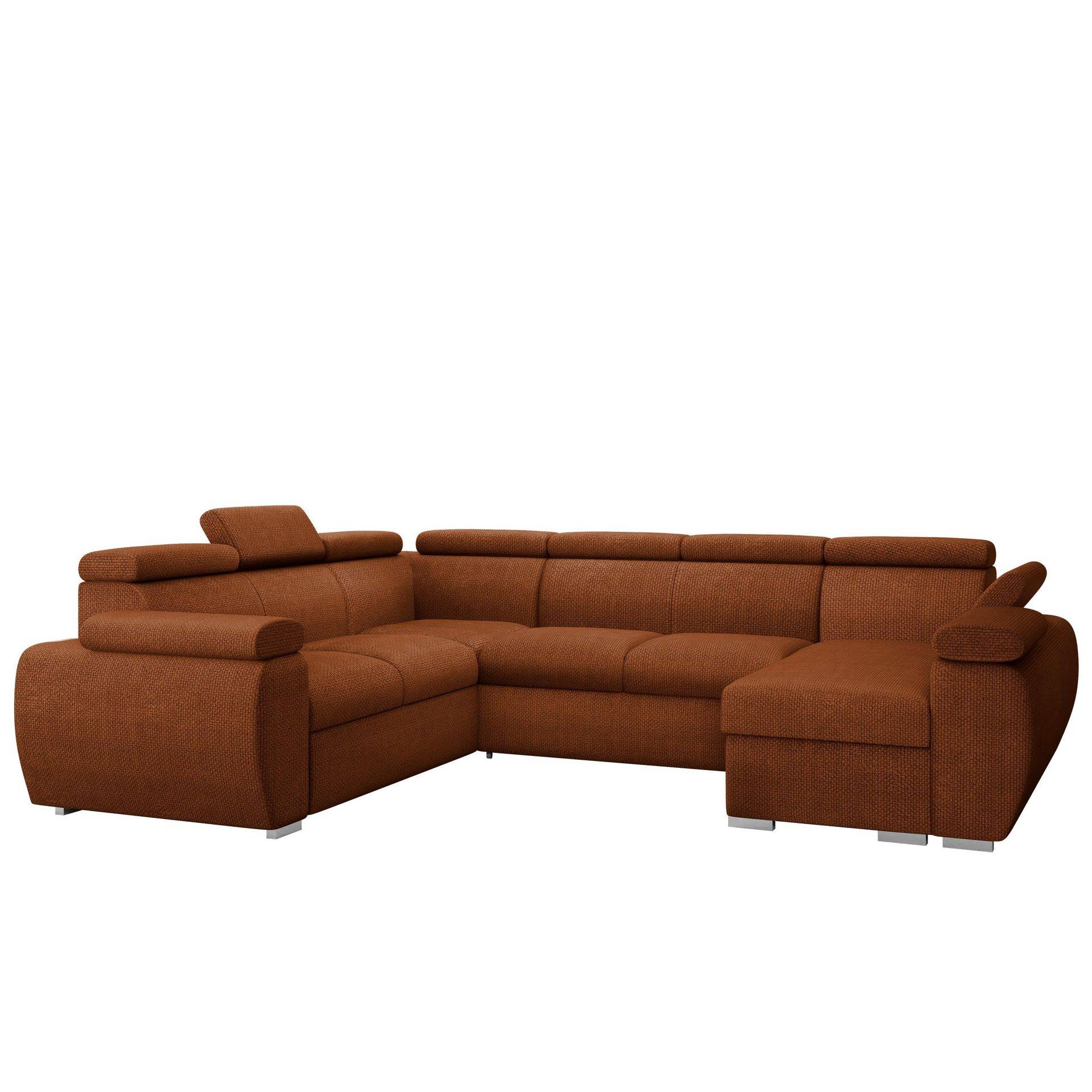 Binche 6-sits Bäddsoffa hörn med divan höger och förvaring - Flow 09 Brun Tyg