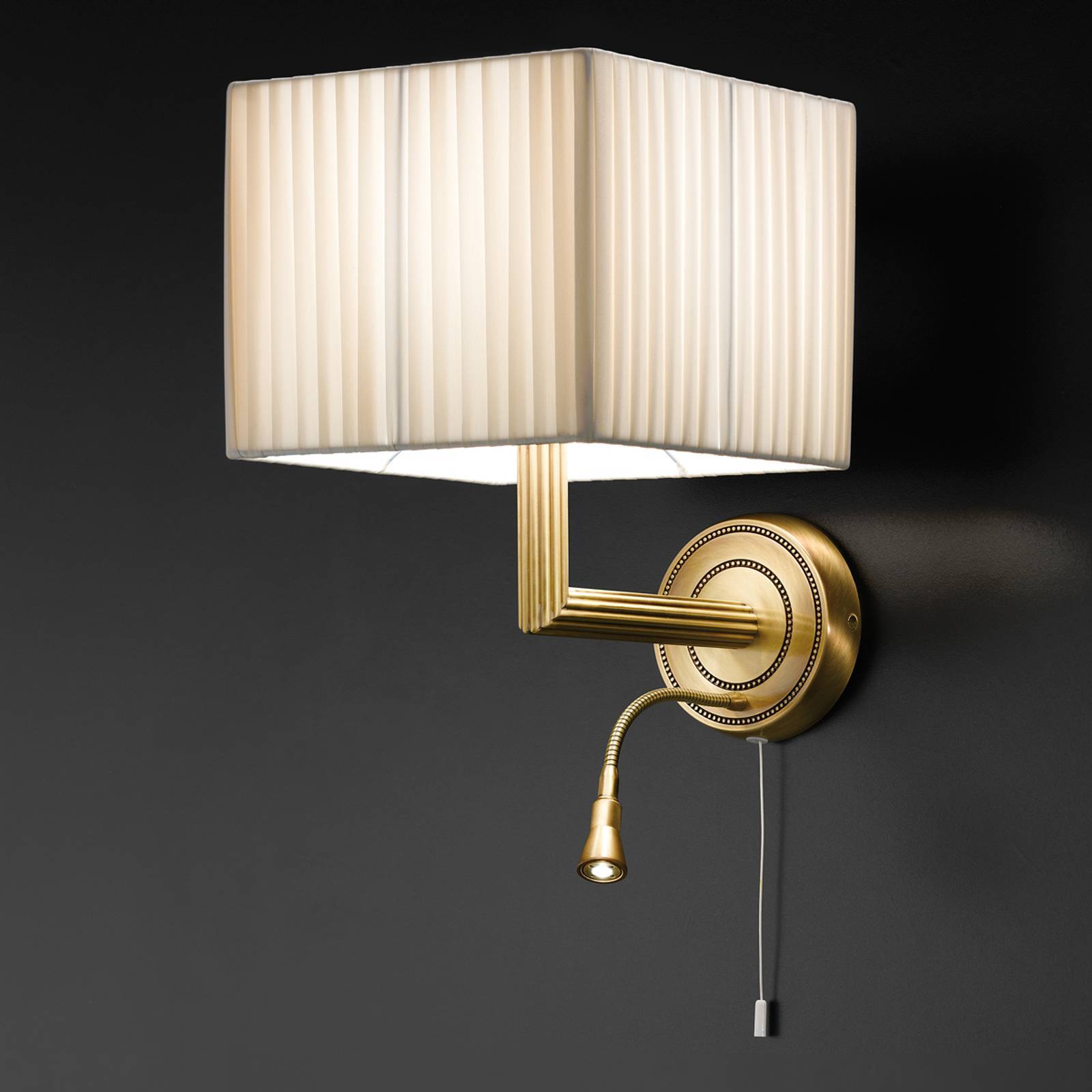 Cremasco Væglampe Imperial, Bronze/messing, Soveværelse, Tekstil/stof/silke, Læselampe