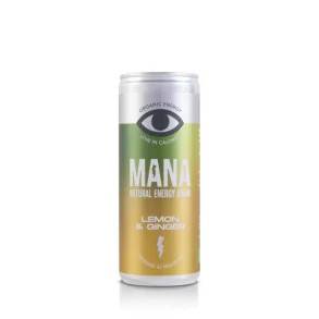 MANA Energy Lemon & Ginger 25 cl. dåse, Økologisk,(24 stk/colli) B.F. / Pris inkl. Pant