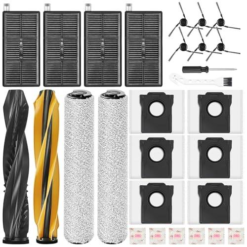Bpbdzz 27-delars tillbehörsset för Dreame Aqua10 Ultra Roller komplett robotdammsugare, 2 huvudborstar och rullservetter, 4 filter, 6 dammpåsar och platt doftsten och sidoborstar, 1 rengöring