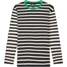Mads Nørgaard - Copenhagen Trio Rib Tobias Tee LS Mand Sort Med Hvide Striber Kortærmede T-shirts Str M - hos Magasin