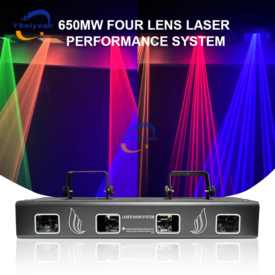 Four-Lens RGBY Four-Color Laser Scanning Projector DMX512 For Stage DJ Disco Bar KTV Christmas Decoration Party Laser Light