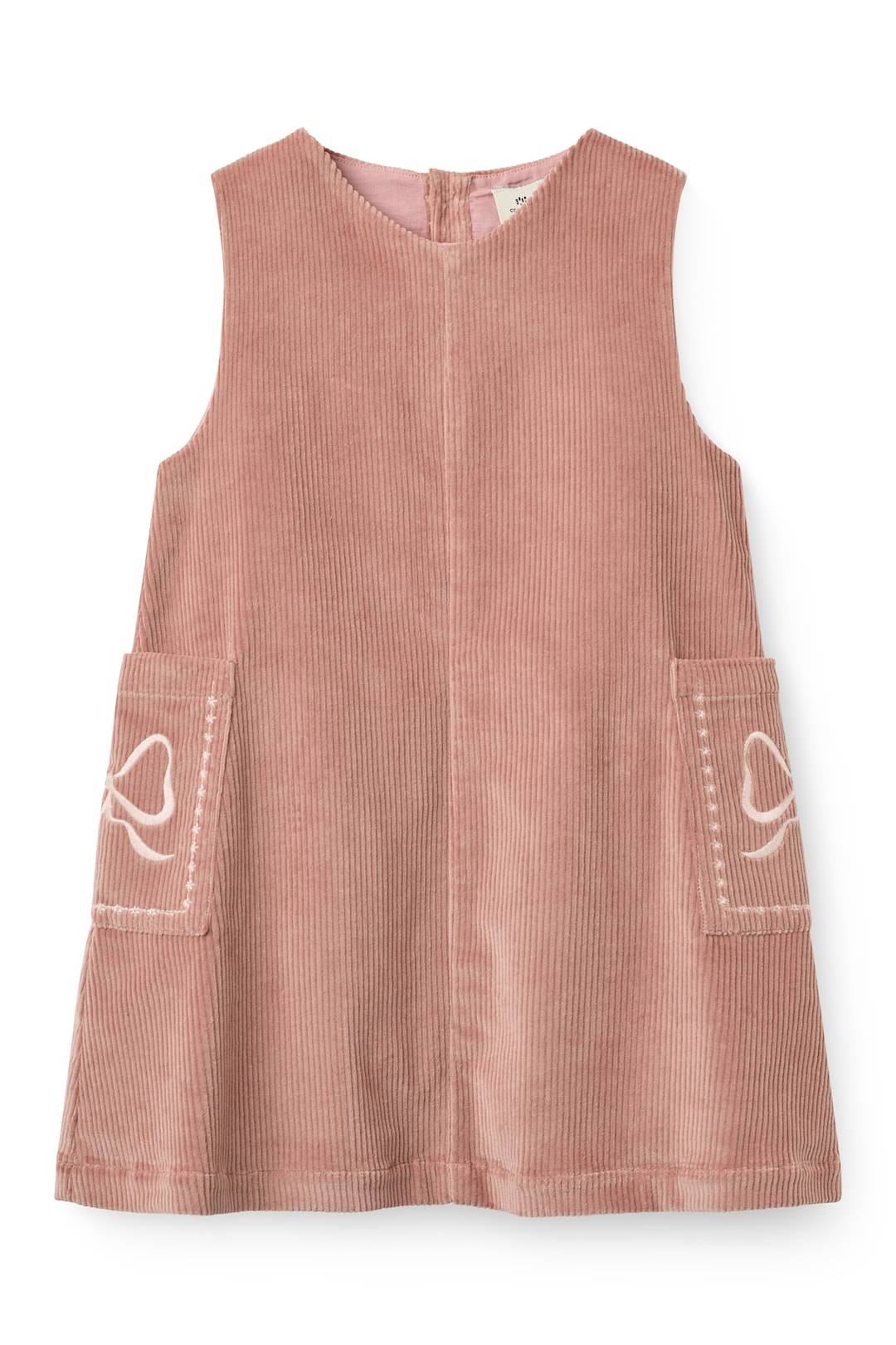 Copenhagen Colors Corduroy Dress W. Embroidery Winter Rose-116 cm Lyserød 116 cm Piger