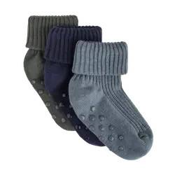 BeKids Rib Strumpor m. ABS 3-Pack - Dark Navy