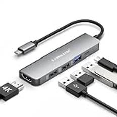 Lemorele Hub usb c HDMI 4K, 3*USB A 3.0&2.0, PD100W - 5-in-1 Allumini Mac Multi-Port Docking Station, usb c hub adapter för Macbook air/pro/HP/Dell/Lenovo/Acer/Asus/Surface