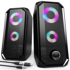 Bazivve PC Lautsprecher, RGB Gaming Lautsprecher, USB-Betrieben Computer Soundbar Boxen für Monitor Laptop (Schwarz)