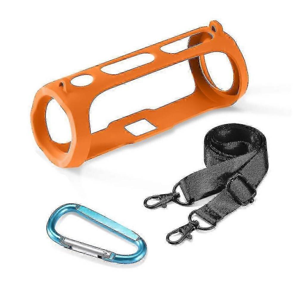 (Orange) For Jbl Flip Essential 2 Wireless Speaker Silicone Holder Storage Pouch