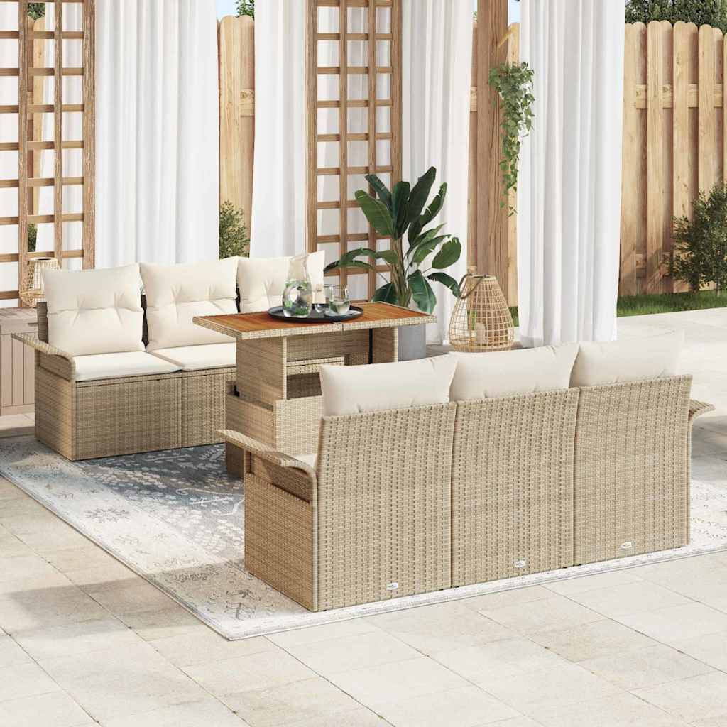 vidaXL Havesofa Sæt 7 stk. beige og cremefarvet