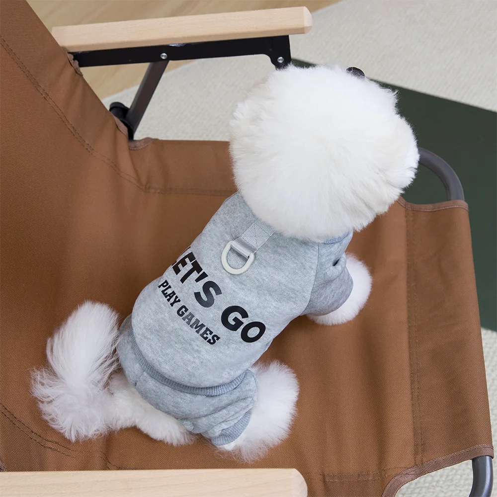 Thickened Dog Hoodie Jumpsuit for Small & Medium Dogs - GRAY / XXL ( for 6-9kg ) (XXL ( for 6-9kg ))