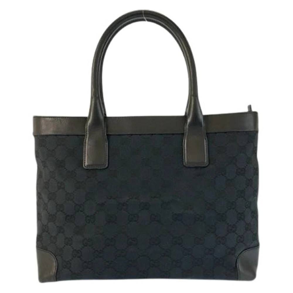 Gucci Vintage Pre-owned GG Canvas Læder Tote Taske - Vintage - Dame - Sort - ONE SIZE - Læder
