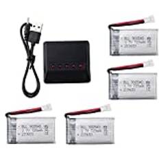 YUNIQUE GREEN-CLEAN-POWER - Set med 4 Uppladdningsbara Lipo Batterier 720mAh 3.7V för Drönare | Kompatibla med Syma X5, Cheerson CX-30W, Skytech M68, Wltoys F949 | Laddare Inkluderad, Silver