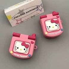 1st Tecknad Hello Kitty AirPod hörlursfodral, silikon Bluetooth hörlursfodral, passande kompatibel med Apple AirPod 1/2, AirPod Pro/Pro2, Airpod 3, Ai - Rosa (AirPods1/2,AirPods Pro,AirPods 3,AirPods Pro (2nd generation),AirPods 4,Airpod pro/pro2)