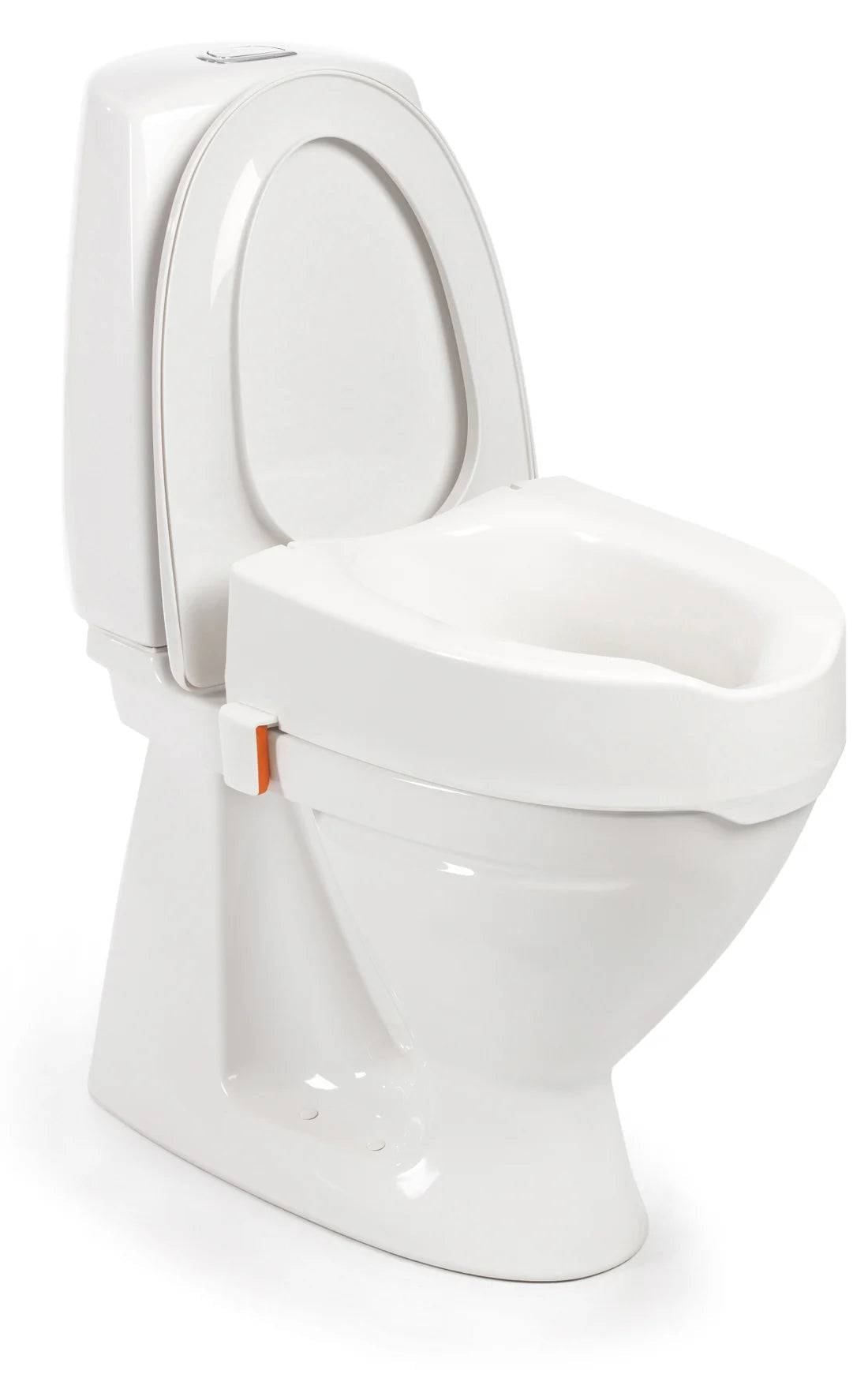 Toalettsitsförhöjare Etac My-Loo med kantstopp - 10 cm med lock
