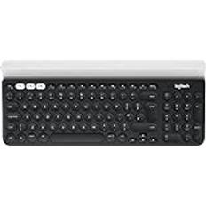 Logitech K780 trådlöst tangentbord, Bluetooth och 2,4 GHz-anslutning, multienhet och Easy-Switch Feature, integrerad hållare, PC/Mac/surfplatta/smartphone, italiensk QWERTY-Layout – mörkgrå/vit