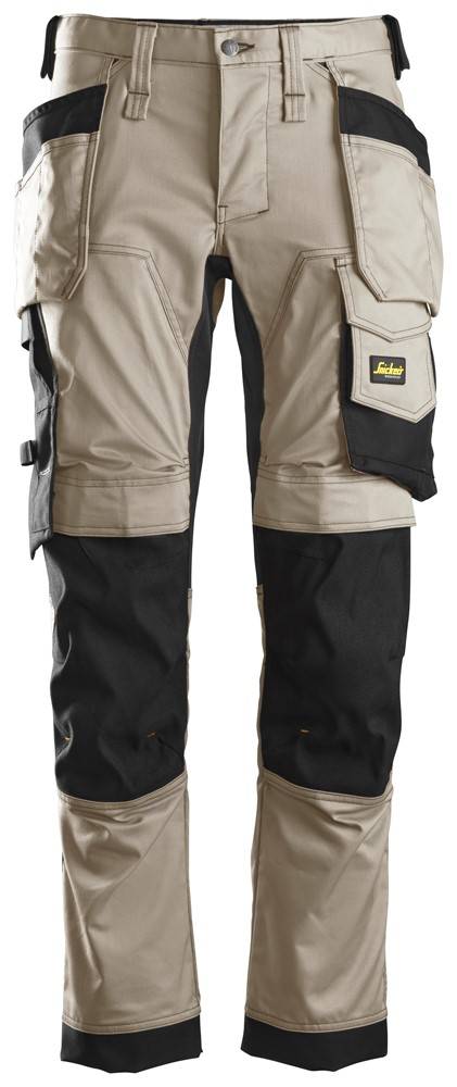 Snickers AllroundWork Arbejdsbukser med stretch og hylsterlommer, model 6241 Khaki/Sort C54