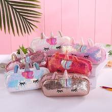 Unicorn pennfodral paljett estojo escolar kawaii skolmaterial estuche escolar pennfodral kalem kutusu astuccio scuola - 4