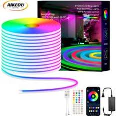 6x12 Flexible Multiple Modes IP67 RGB Neon Rope Light Waterproof Led Neon Strip Lights For Bedroom Indoor Music Sync Gaming