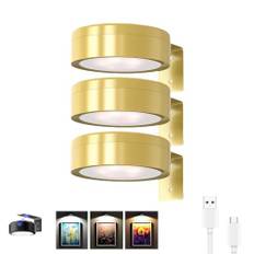 Topveden Tavellampor for Vägg, Magnetiska LED Trådlösa Konst Tavellampor, Tavellampor for Vägg Med 3 Färgtemp.(Gold)